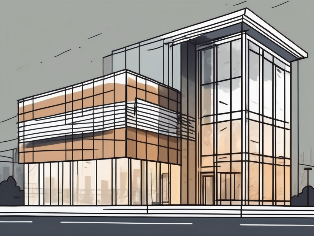 A commercial building with a lease document next to it