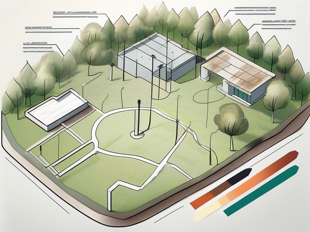 A piece of land with various markers indicating different parts of a ground lease